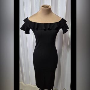 Bershka Black Ruffle Backless Dress